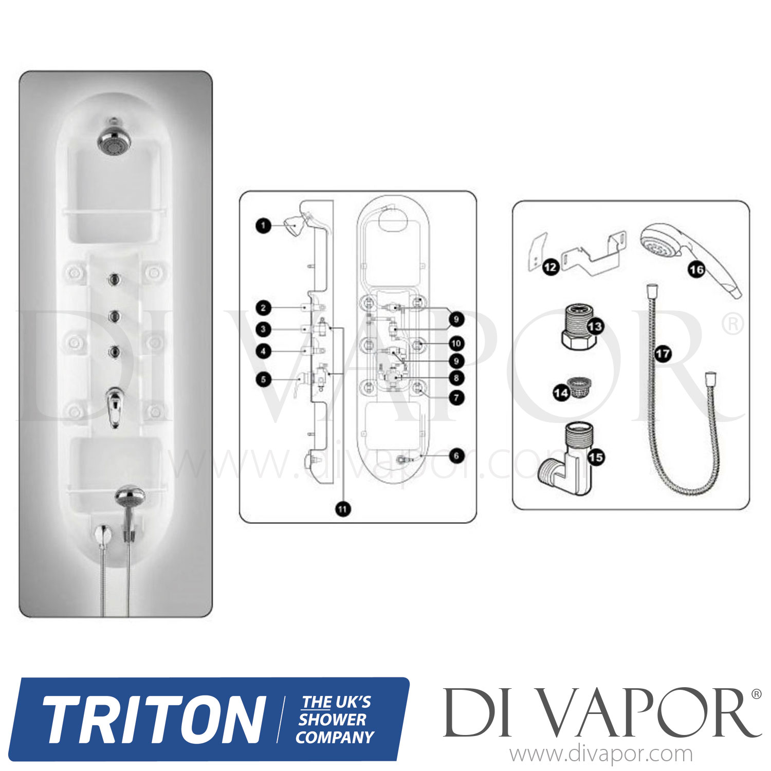 Triton Unichrome Shower Tower Spare Parts TR DV 696